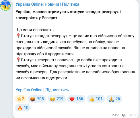 Telegram publication screenshot