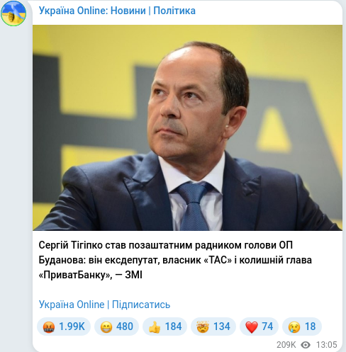 Telegram publication screenshot