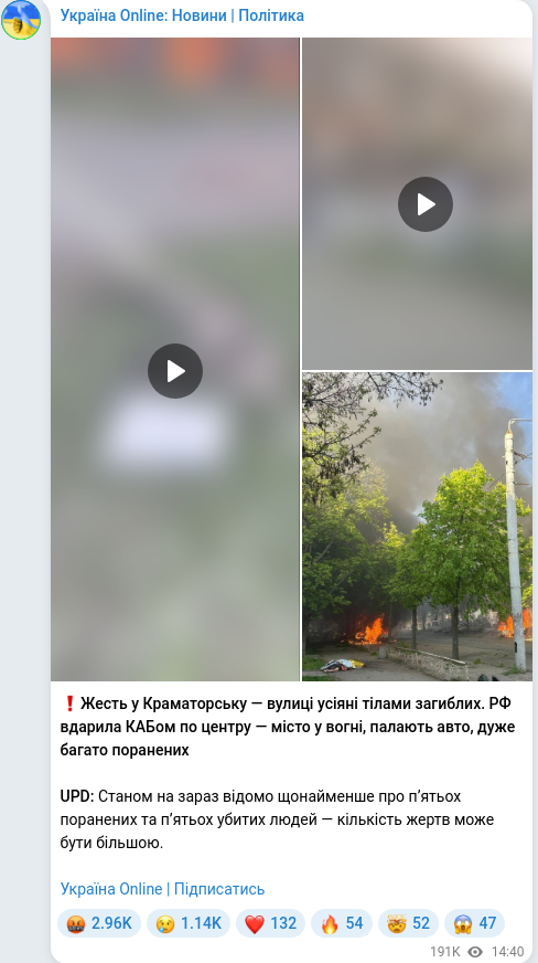 Telegram publication screenshot