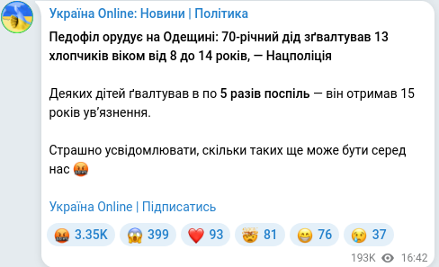 Telegram publication screenshot