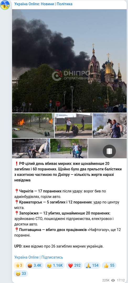 Telegram publication screenshot