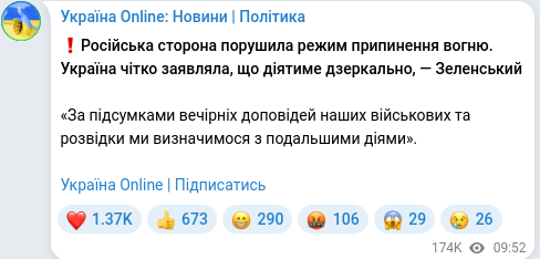 Скріншот Telegram-публікації
