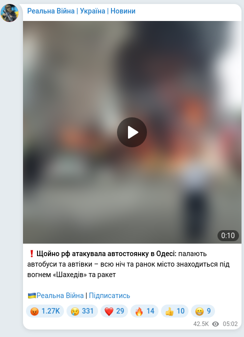 Скріншот Telegram-публікації