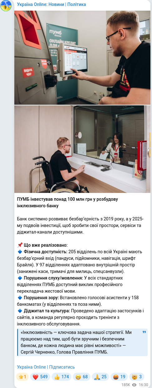 Telegram publication screenshot