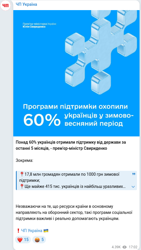 Telegram publication screenshot