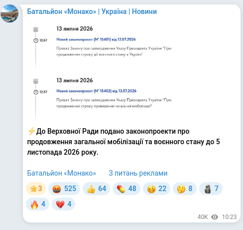Telegram publication screenshot