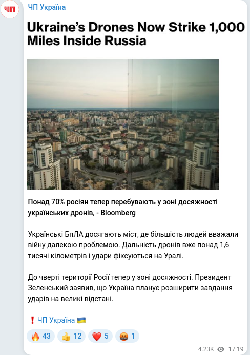 Telegram publication screenshot