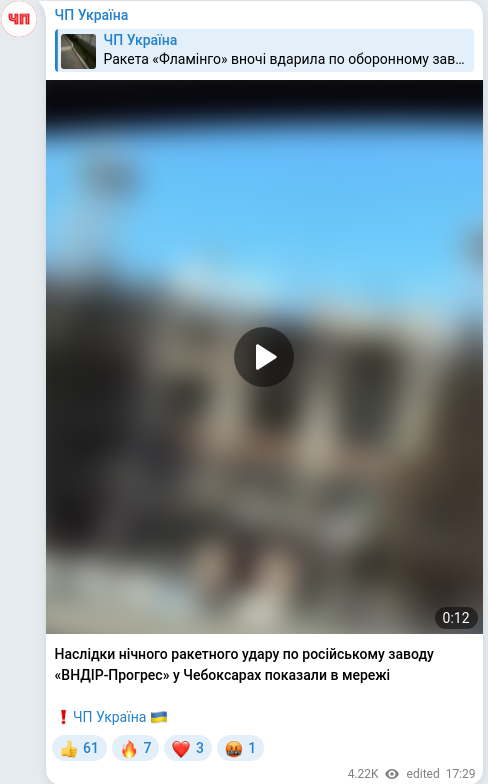 Telegram publication screenshot