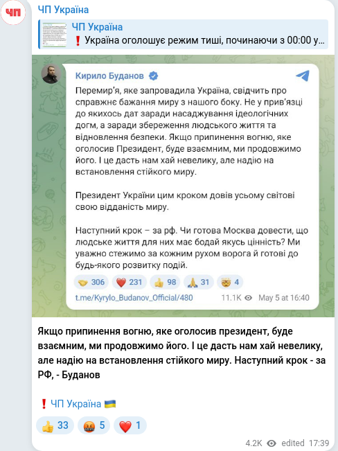 Telegram publication screenshot