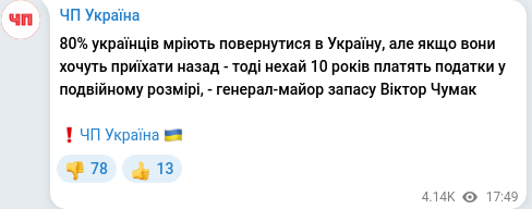 Telegram publication screenshot