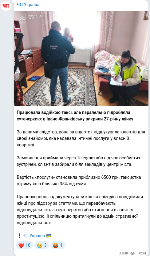 Telegram publication screenshot