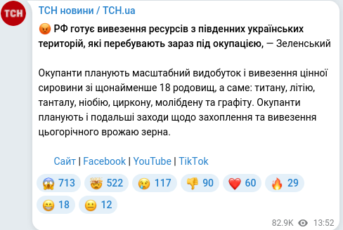Telegram publication screenshot