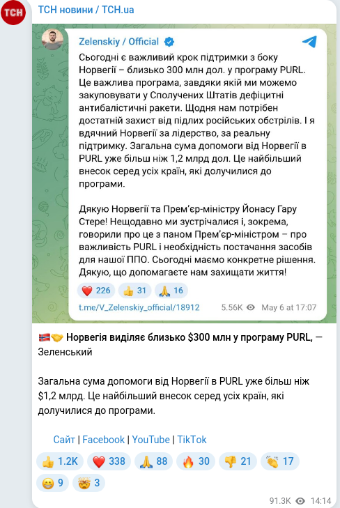Telegram publication screenshot