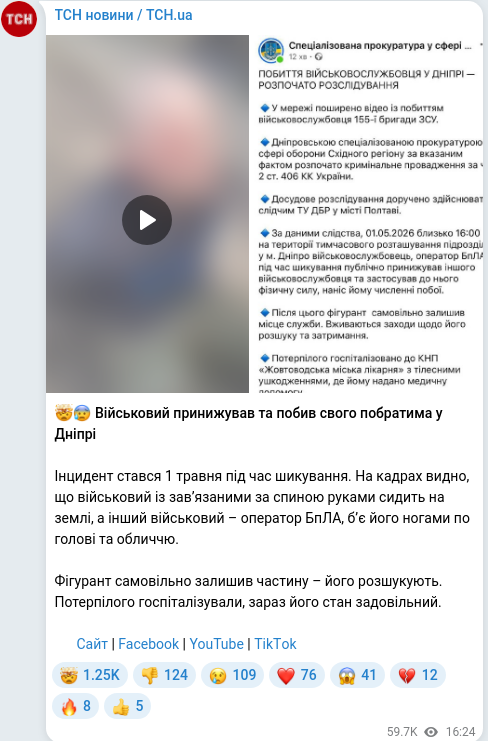 Telegram publication screenshot