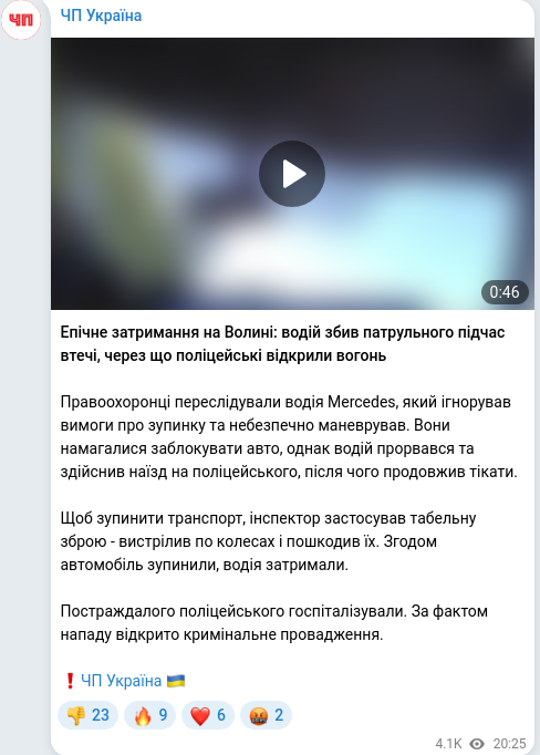 Telegram publication screenshot