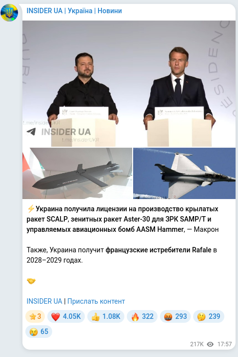 Telegram publication screenshot