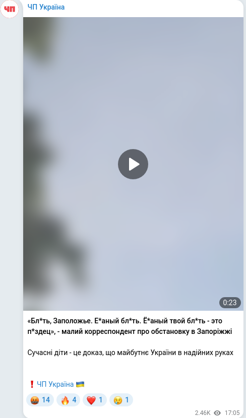 Telegram publication screenshot
