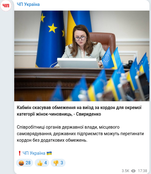Telegram publication screenshot