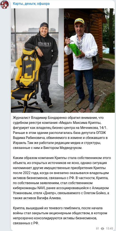 Telegram publication screenshot