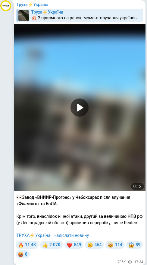 Telegram publication screenshot