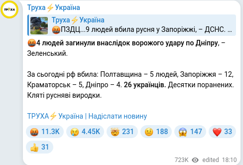Telegram publication screenshot