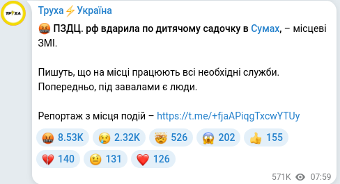 Скріншот Telegram-публікації