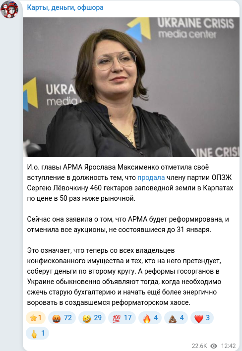 Telegram publication screenshot