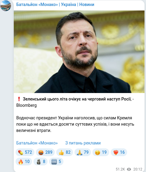 Telegram publication screenshot
