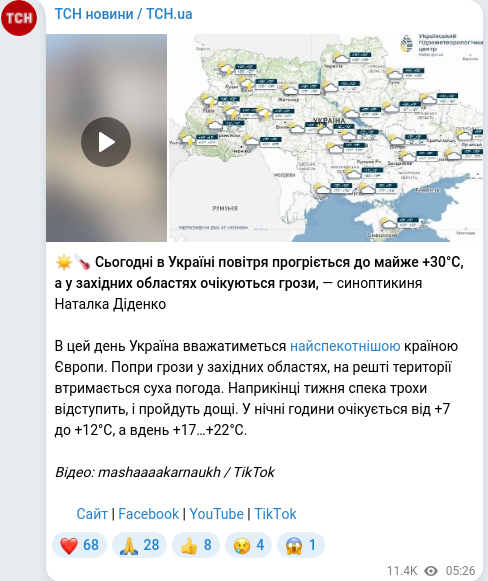 Telegram publication screenshot