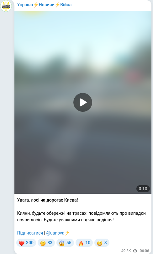 Telegram publication screenshot