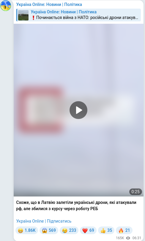 Telegram publication screenshot