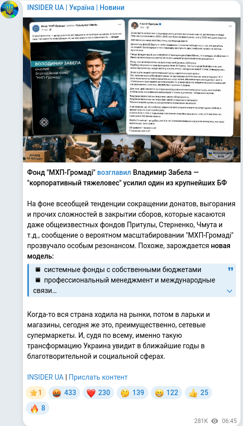 Telegram publication screenshot