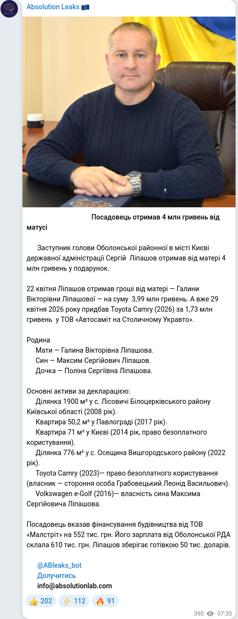 Telegram publication screenshot