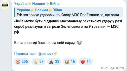 Telegram publication screenshot