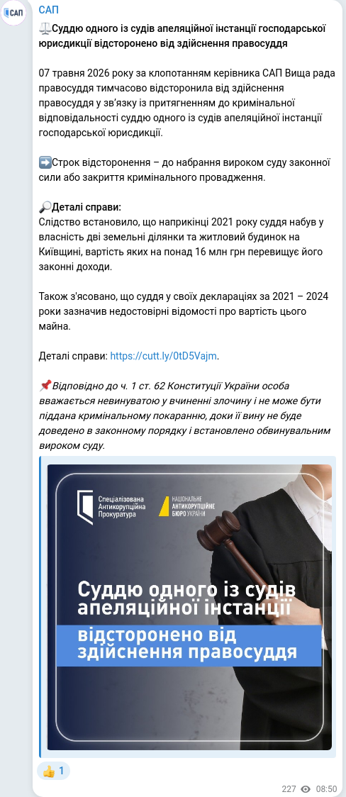 Telegram publication screenshot