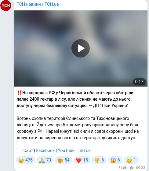 Telegram publication screenshot