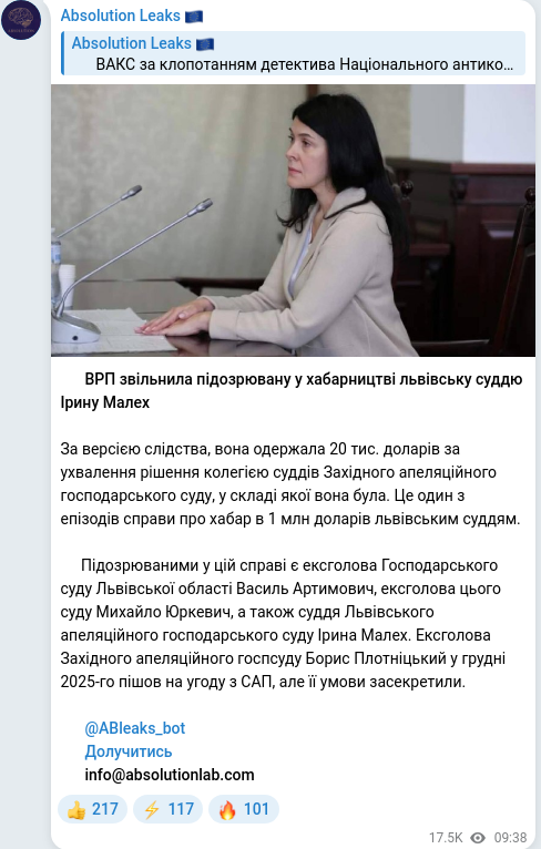 Telegram publication screenshot