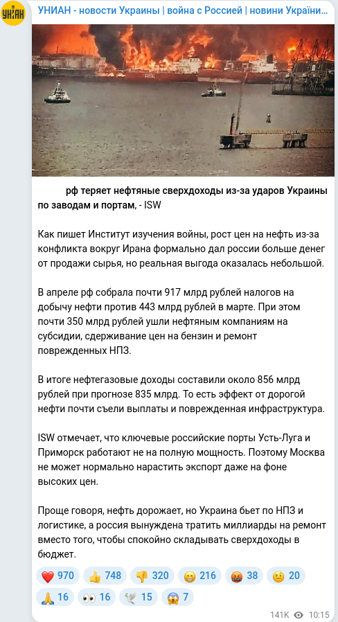Telegram publication screenshot