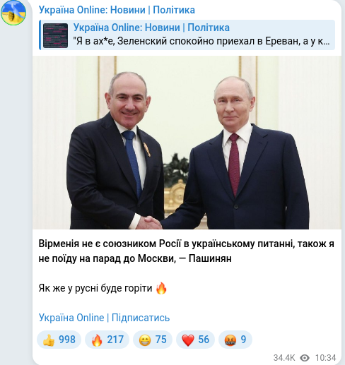 Telegram publication screenshot