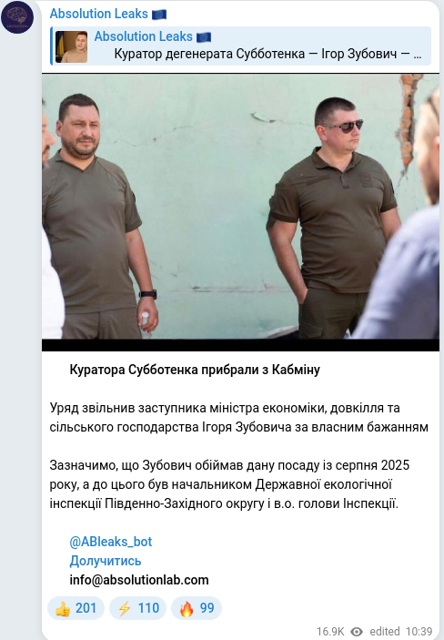 Telegram publication screenshot