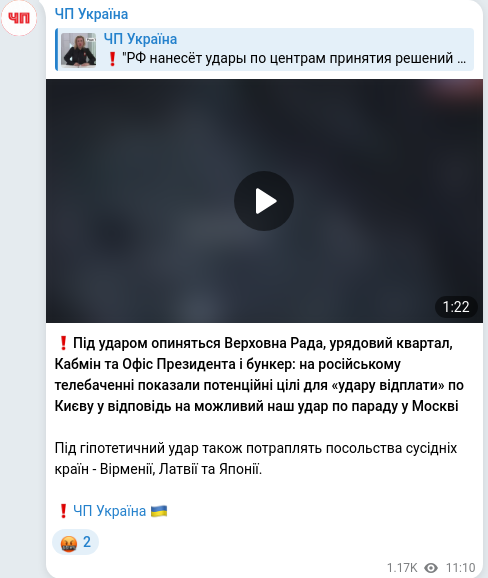 Telegram publication screenshot