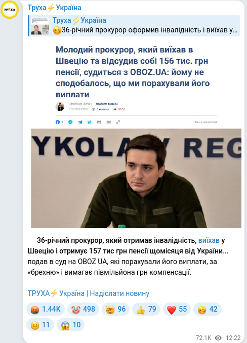 Telegram publication screenshot