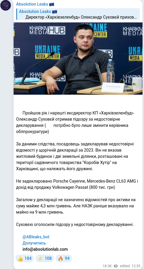 Telegram publication screenshot