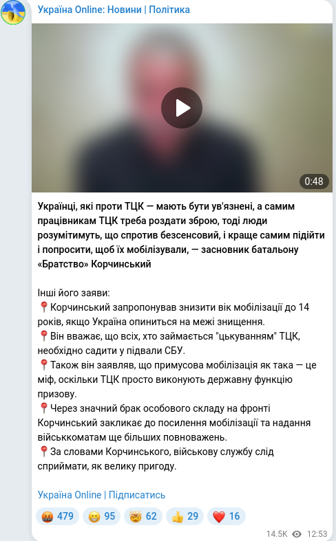 Telegram publication screenshot