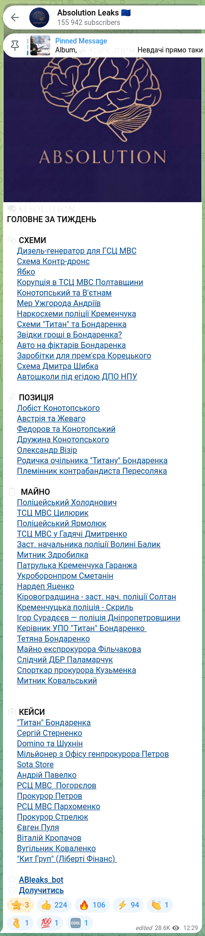 Screenshot of a Telegram post: Pavelko Andriy Vasylovych — 🧠🧡🧡🧡🧡🧡🧡 ГОЛОВНЕ ЗА ТИЖДЕНЬ 🧩 СХЕМИ 🔸Дизель-генератор для…