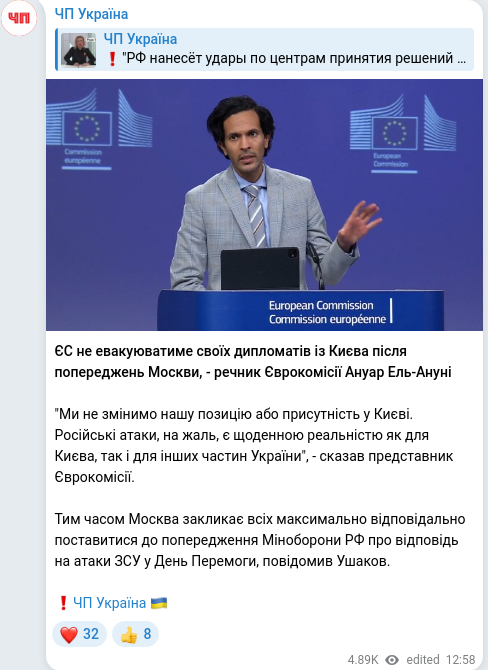 Telegram publication screenshot