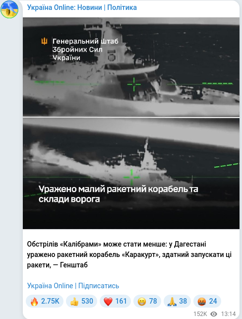 Telegram publication screenshot