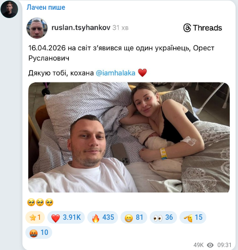 Telegram publication screenshot