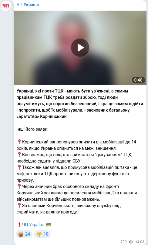 Telegram publication screenshot