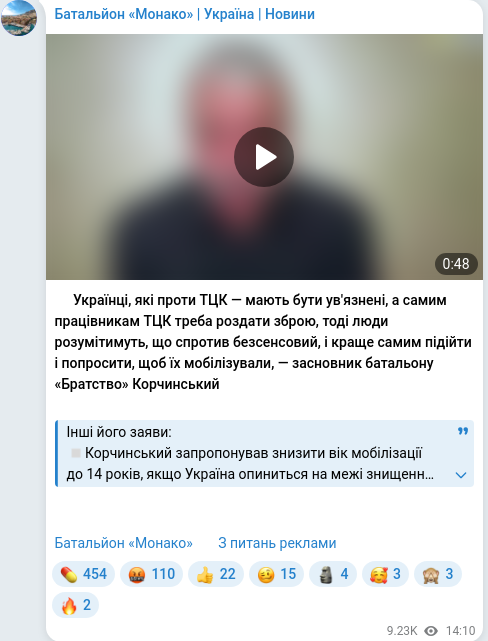 Telegram publication screenshot